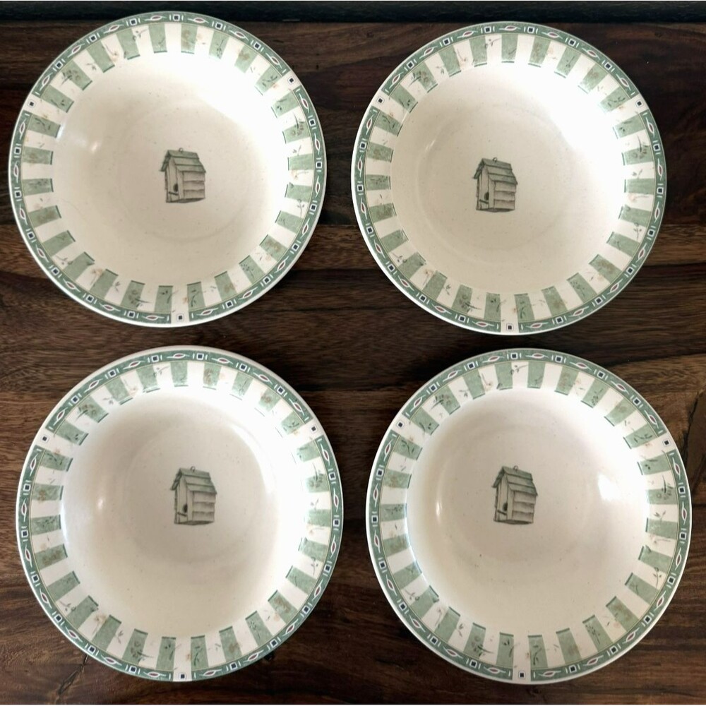 Pfaltzgraff 7-1/4" Naturewood Birdhouse Soup Salad Cereal Bowls, Set of 4 bowls